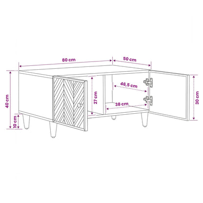 Coffee Table Brown 80 x 50 x 40 cm Solid Mango Wood