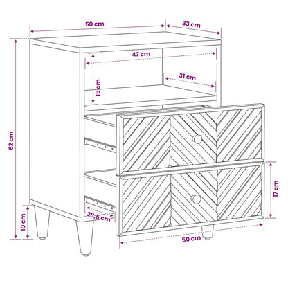 Bedside Table Brown 50 x 33 x 60 cm Solid Mango Wood