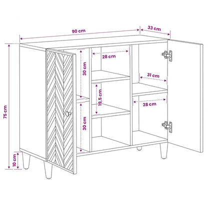 Storage Cabinets Brown 90 x 33.5 x 75 cm Solid Mango Wood