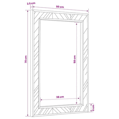 Mirror Wall-mounted with Mirror Brown 70 x 50 x 3 cm Glass
