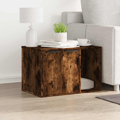 Cat Litter Box Enclosure Smoked Oak 60x40x40 cm Engineered Wood
