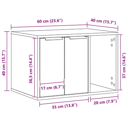 Cat Litter Box Enclosure Smoked Oak 60x40x40 cm Engineered Wood
