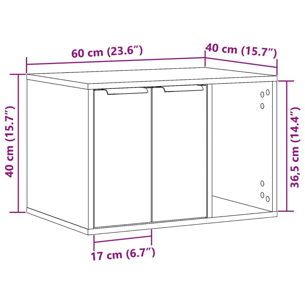 Cat Litter Box Enclosure Grey Sonoma 60x40x40 cm Engineered Wood