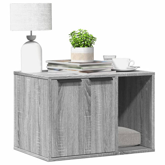 Cat Litter Box Enclosure Grey Sonoma 60x40x40 cm Engineered Wood
