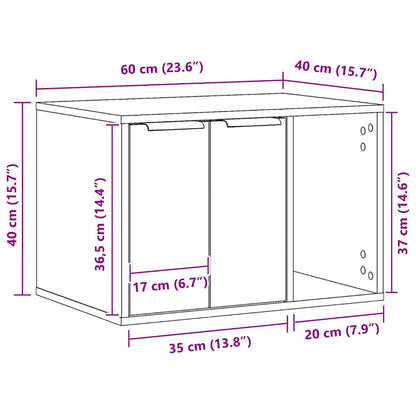 Cat Litter Box Enclosure Old Wood 60x40x40 cm Engineered Wood