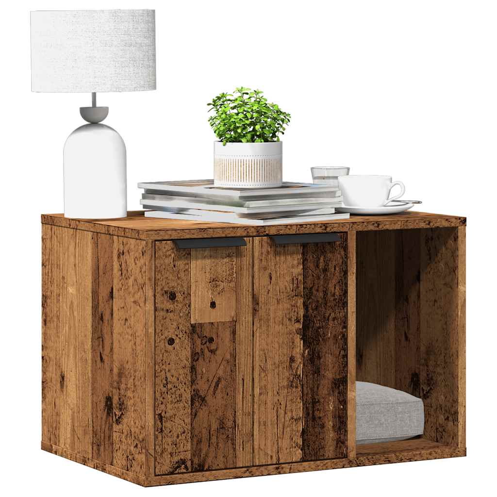 Cat Litter Box Enclosure Old Wood 60x40x40 cm Engineered Wood