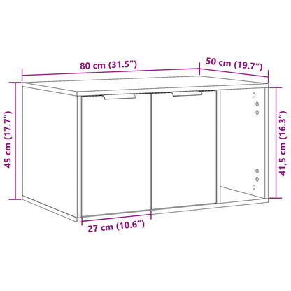 Cat Litter Box Enclosure Old Wood 80x50x45 cm Engineered Wood