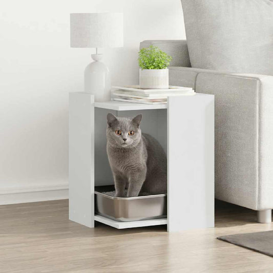 Cat Litter Box Enclosure White 42x42x51 cm Engineered Wood