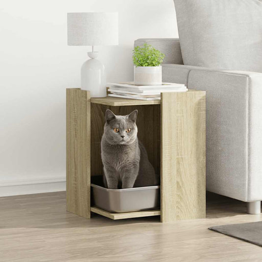 Cat Litter Box Enclosure Sonoma Oak 42x42x51 cm Engineered Wood