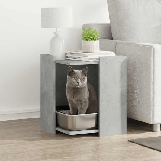 Cat Litter Box Enclosure Concrete Grey 42x42x51 cm Engineered Wood