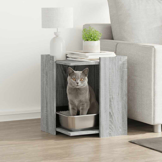 Cat Litter Box Enclosure Grey Sonoma 42x42x51 cm Engineered Wood