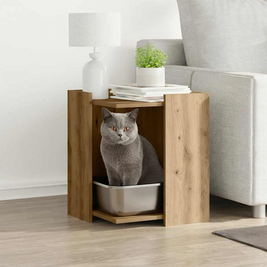 Cat Litter Box Enclosure Artisian Oak 42x42x51 cm Engineered Wood