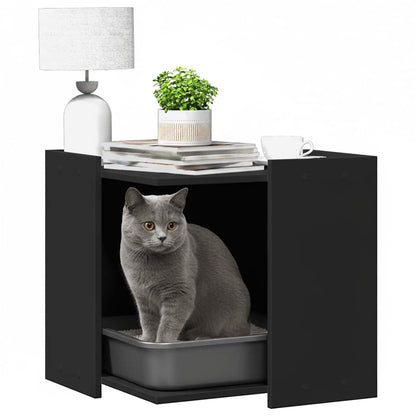 Cat Litter Box Enclosure Black 53 x 53 x 51 cm