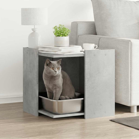 Cat Litter Box Enclosure Concrete Grey 53x53x51 cm Engineered Wood