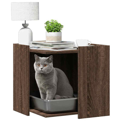 Cat Litter Box Enclosure Brown Oak 53 x 53 x 51 cm