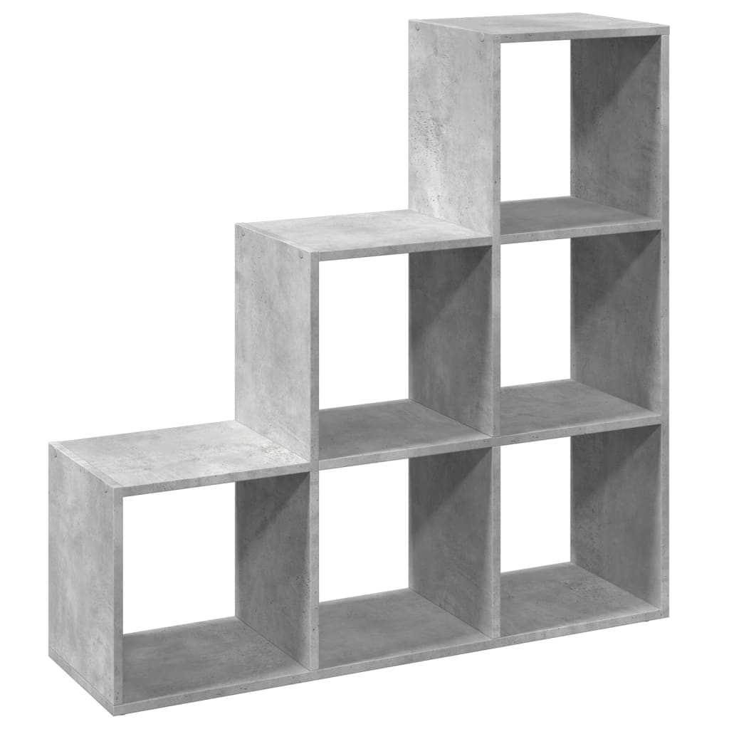 Room Divider Bookcase 3-Tier Concrete Grey 99x29x99 cm Engineered Wood