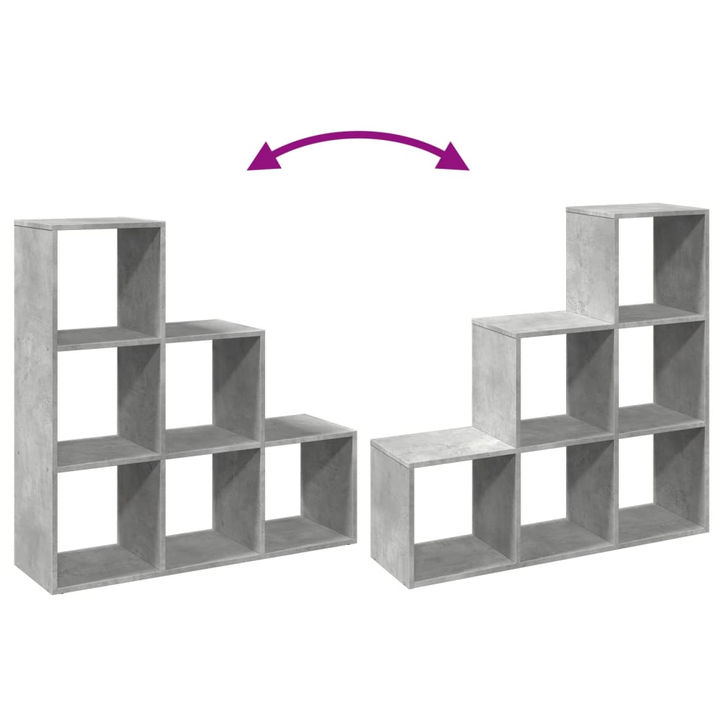 Room Divider Bookcase 3-Tier Concrete Grey 99x29x99 cm Engineered Wood