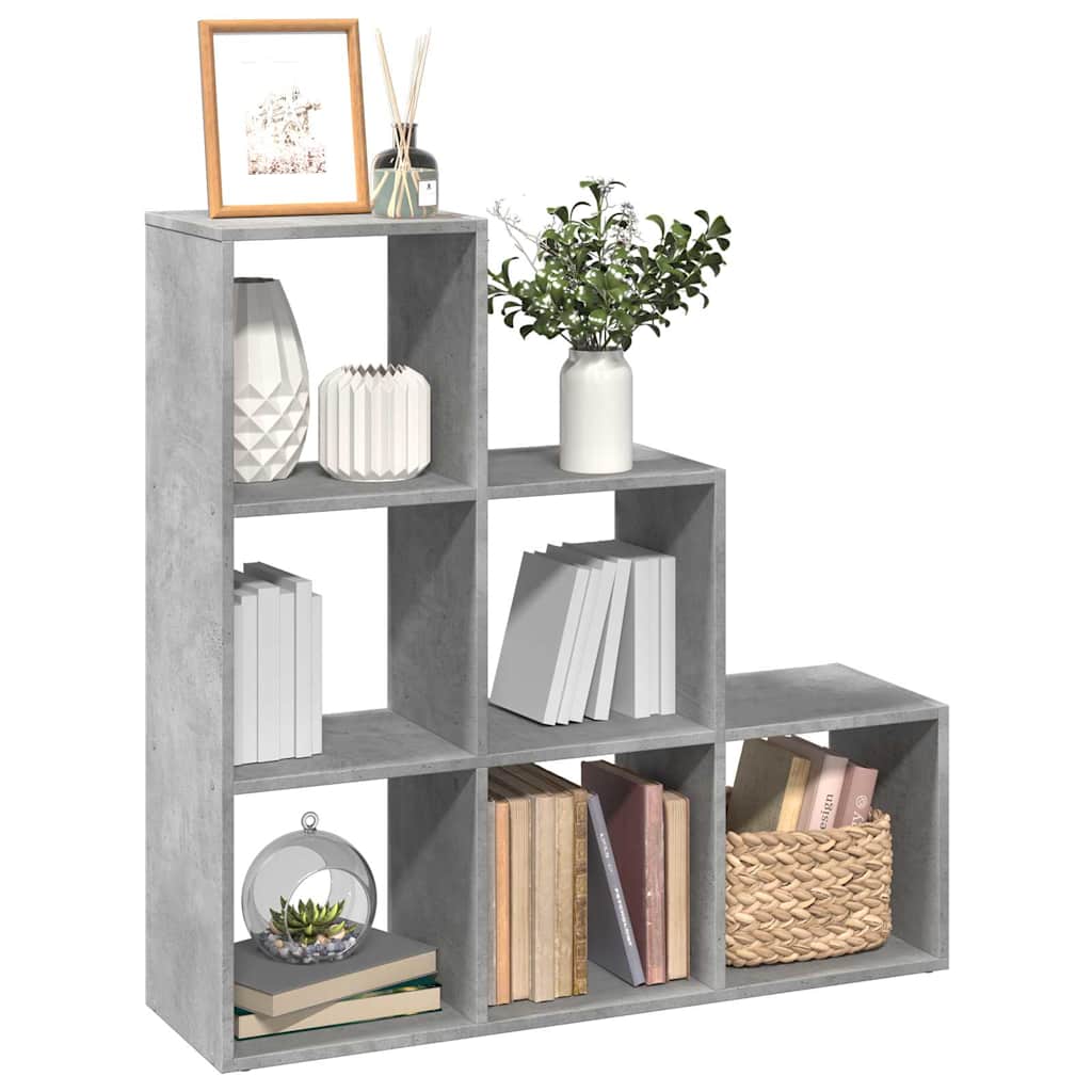 Room Divider Bookcase 3-Tier Concrete Grey 99x29x99 cm Engineered Wood