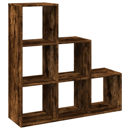 Room Divider Bookcase 3-Tier Smoked Oak 99x29x99 cm Engineered Wood