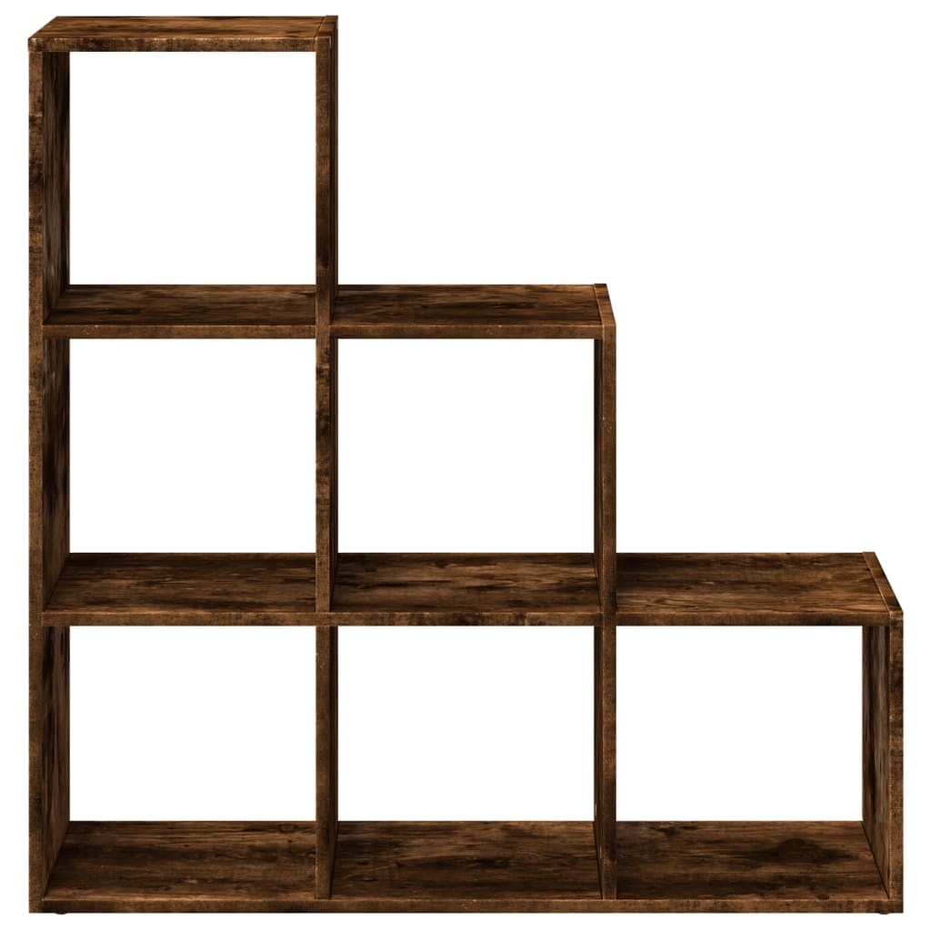 Room Divider Bookcase 3-Tier Smoked Oak 99x29x99 cm Engineered Wood