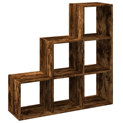 Room Divider Bookcase 3-Tier Smoked Oak 99x29x99 cm Engineered Wood