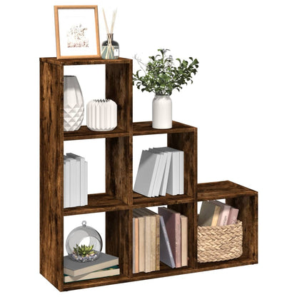 Room Divider Bookcase 3-Tier Smoked Oak 99x29x99 cm Engineered Wood