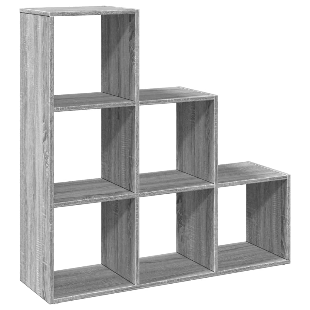 Room Divider Bookcase 3-Tier Grey Sonoma 99x29x99 cm Engineered Wood
