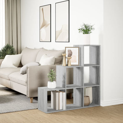 Room Divider Bookcase 3-Tier Grey Sonoma 99x29x99 cm Engineered Wood