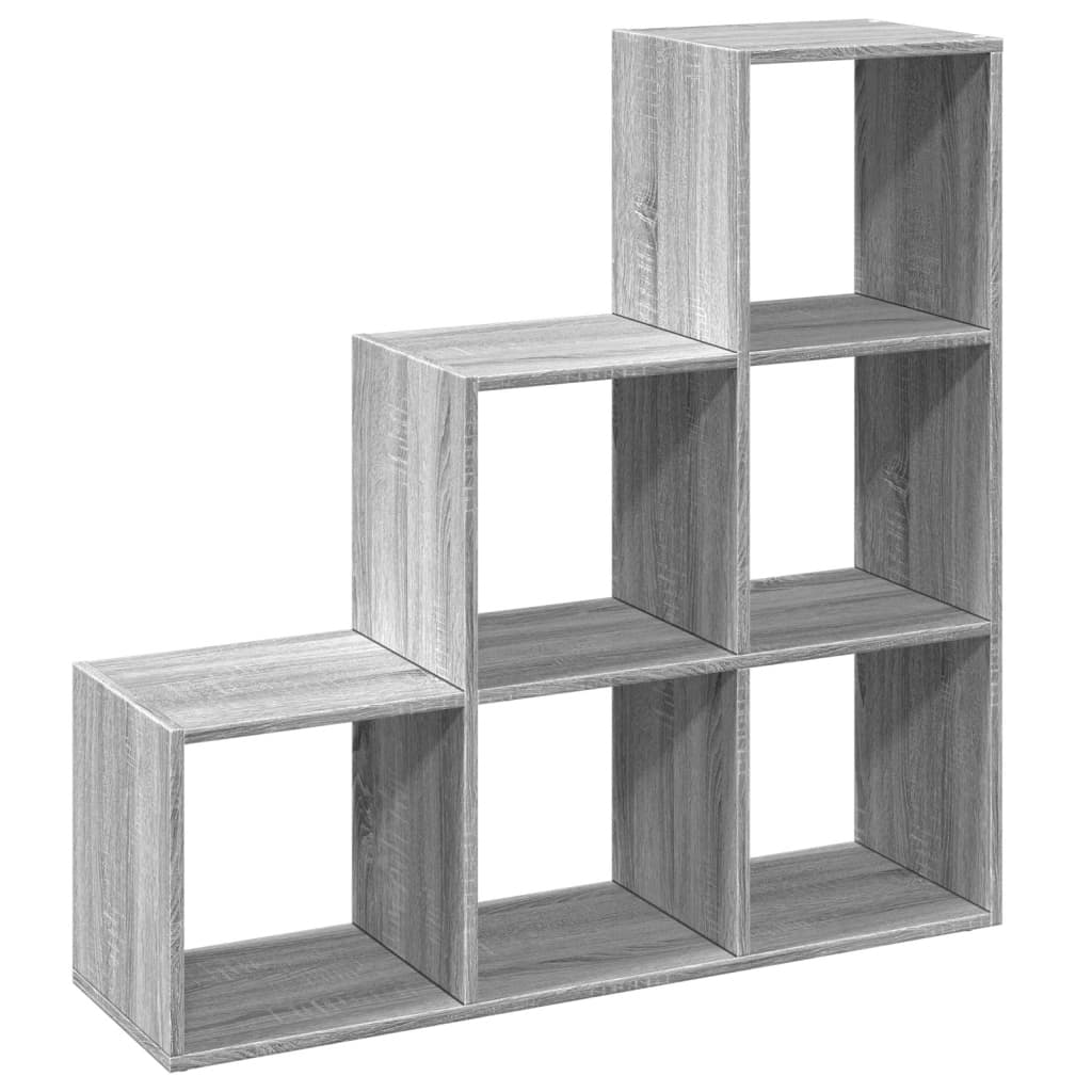 Room Divider Bookcase 3-Tier Grey Sonoma 99x29x99 cm Engineered Wood
