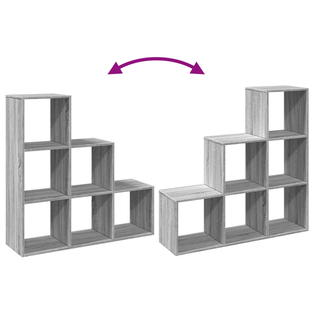 Room Divider Bookcase 3-Tier Grey Sonoma 99x29x99 cm Engineered Wood