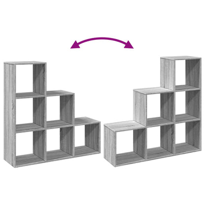 Room Divider Bookcase 3-Tier Grey Sonoma 99x29x99 cm Engineered Wood