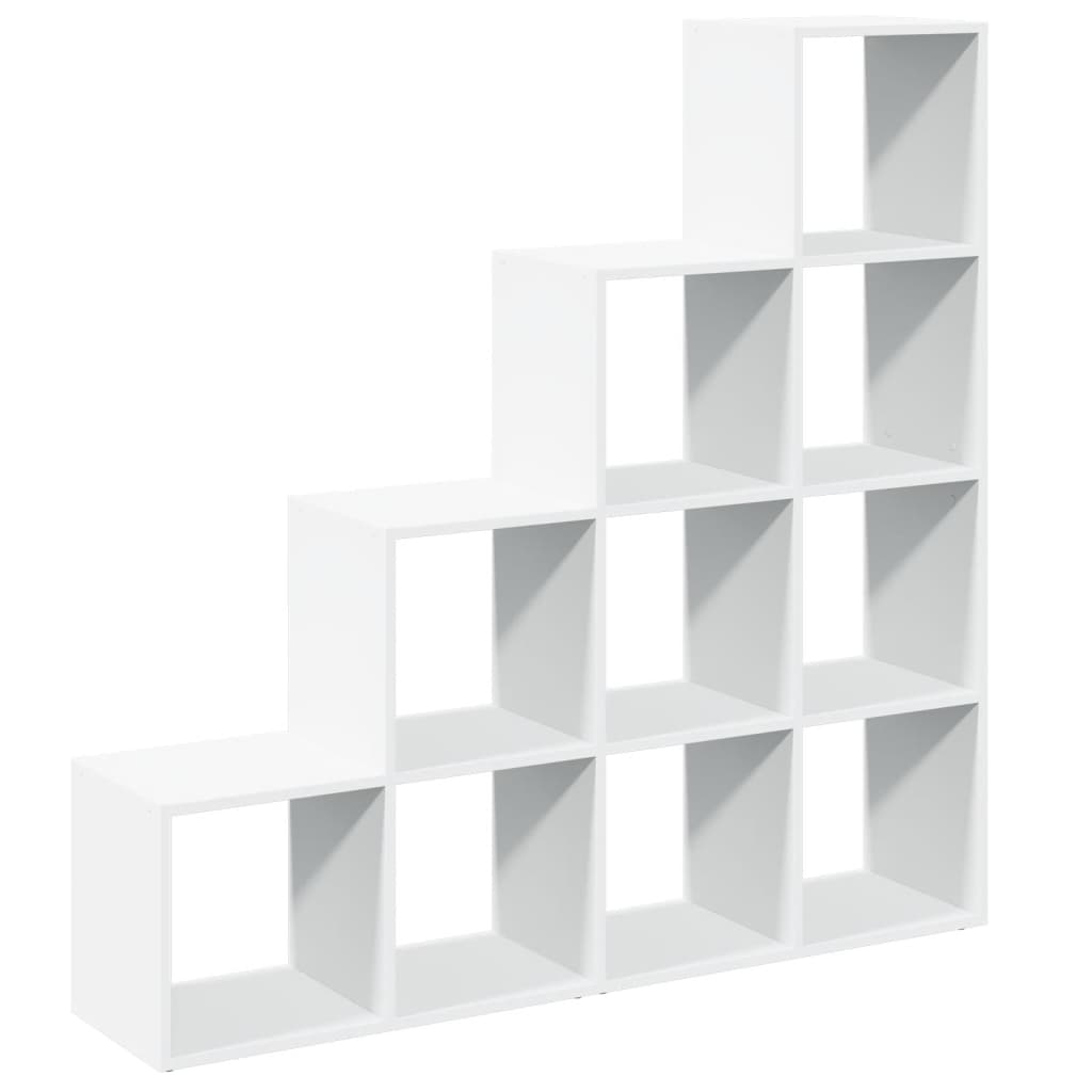 Room Divider Bookcase 4-Tier White 131,5x29x131,5 cm Engineered Wood