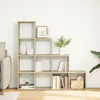 Room Divider Bookcase 4-Tier Sonoma Oak 131,5x29x131,5 cm Engineered Wood