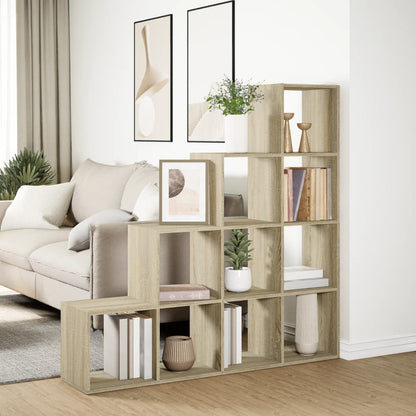 Room Divider Bookcase 4-Tier Sonoma Oak 131,5x29x131,5 cm Engineered Wood