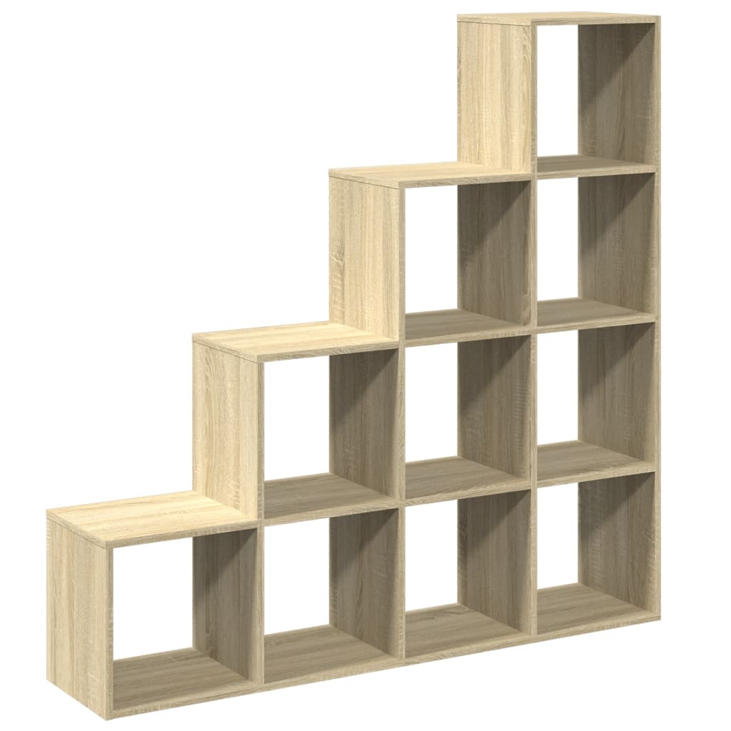 Room Divider Bookcase 4-Tier Sonoma Oak 131,5x29x131,5 cm Engineered Wood