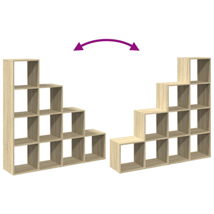 Room Divider Bookcase 4-Tier Sonoma Oak 131,5x29x131,5 cm Engineered Wood