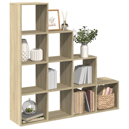 Room Divider Bookcase 4-Tier Sonoma Oak 131,5x29x131,5 cm Engineered Wood