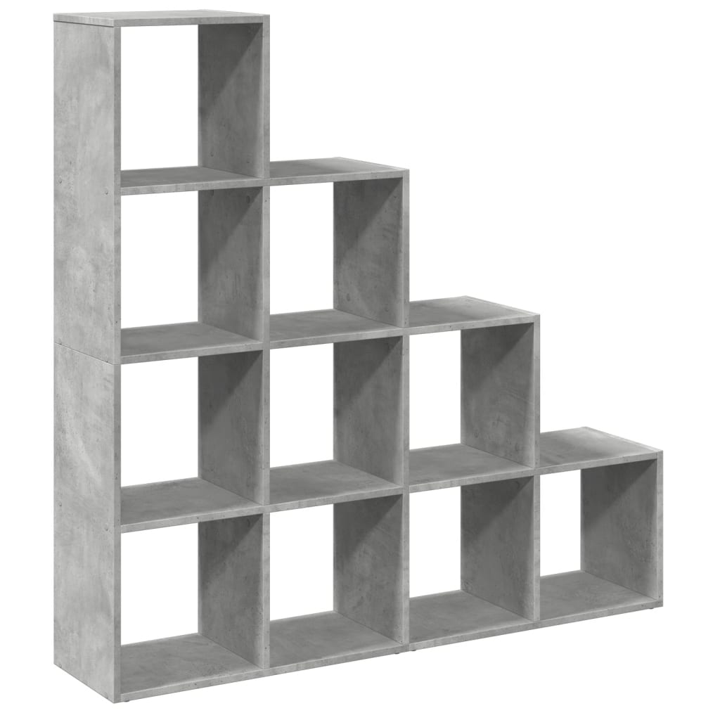Room Divider Bookcase 4-Tier Concrete Grey 131,5x29x131,5 cm Engineered Wood