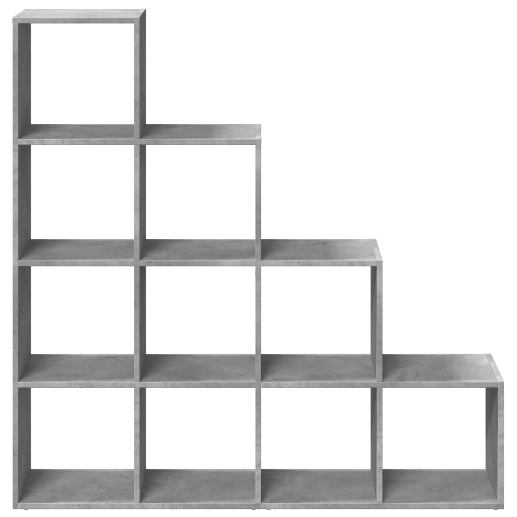 Room Divider Bookcase 4-Tier Concrete Grey 131,5x29x131,5 cm Engineered Wood