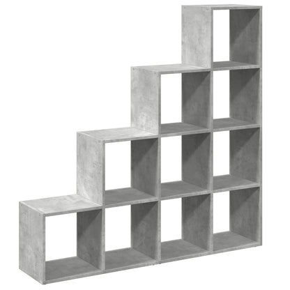 Room Divider Bookcase 4-Tier Concrete Grey 131,5x29x131,5 cm Engineered Wood