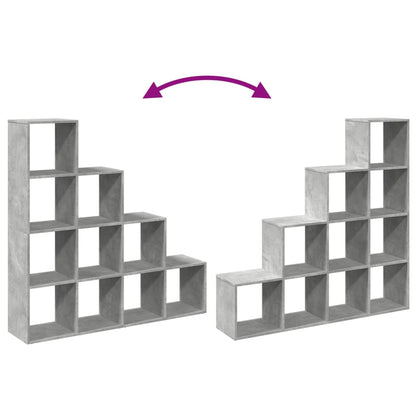 Room Divider Bookcase 4-Tier Concrete Grey 131,5x29x131,5 cm Engineered Wood