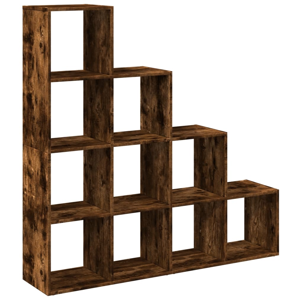 Room Divider Bookcase 4-Tier Smoked Oak 131,5x29x131,5 cm Engineered Wood