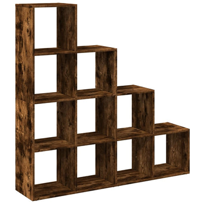 Room Divider Bookcase 4-Tier Smoked Oak 131,5x29x131,5 cm Engineered Wood