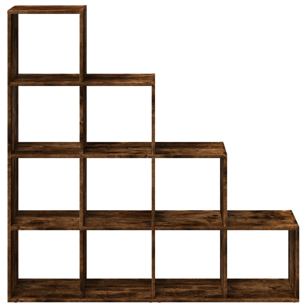 Room Divider Bookcase 4-Tier Smoked Oak 131,5x29x131,5 cm Engineered Wood