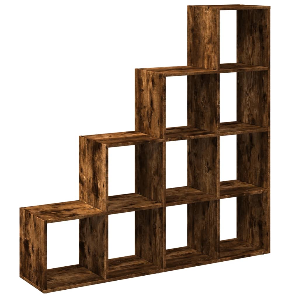 Room Divider Bookcase 4-Tier Smoked Oak 131,5x29x131,5 cm Engineered Wood