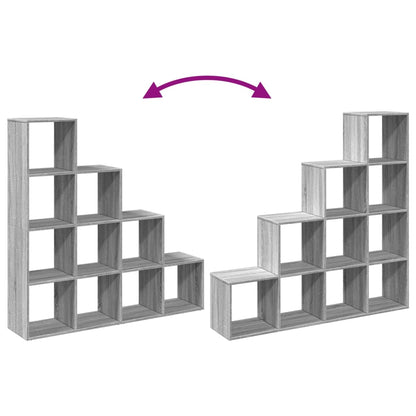 Room Divider Bookcase 4-Tier Grey Sonoma 131,5x29x131,5 cm Engineered Wood