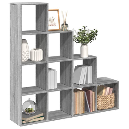 Room Divider Bookcase 4-Tier Grey Sonoma 131,5x29x131,5 cm Engineered Wood