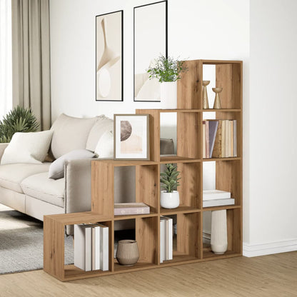 Room Divider Bookcase 4-Tier Artisan Oak 131,5x29x131,5 cm Engineered Wood