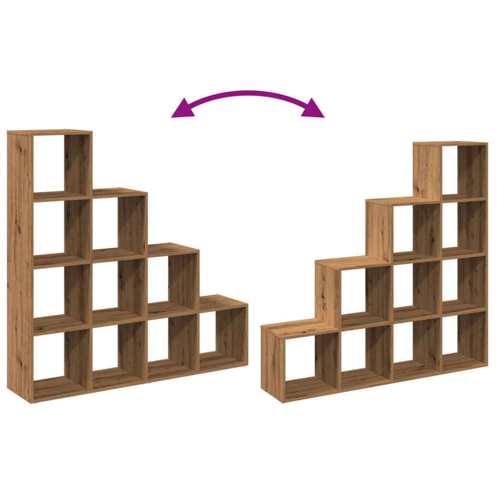Room Divider Bookcase 4-Tier Artisan Oak 131,5x29x131,5 cm Engineered Wood