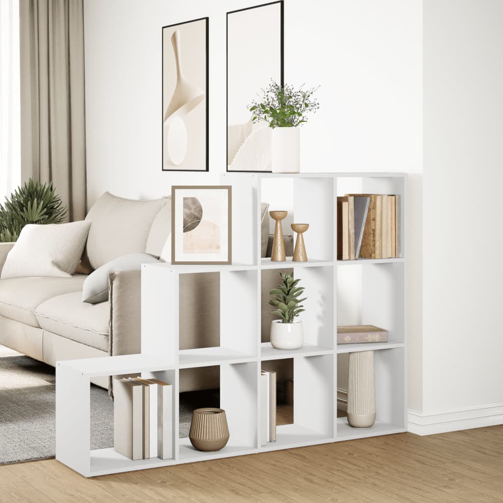 Room Divider Bookcase 3-Tier White 137,5x29x103,5 cm Engineered Wood